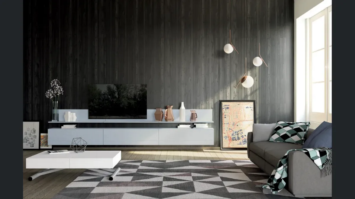 Mobile Porta Tv sospeso Unikawood 17 in legno laccato grigio di Fratelli Mirandola