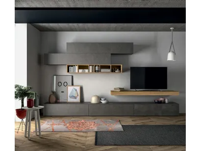 Parete Attrezzata Slim Comp 105 in effetto Resina Dark Grey di Dall'Agnese