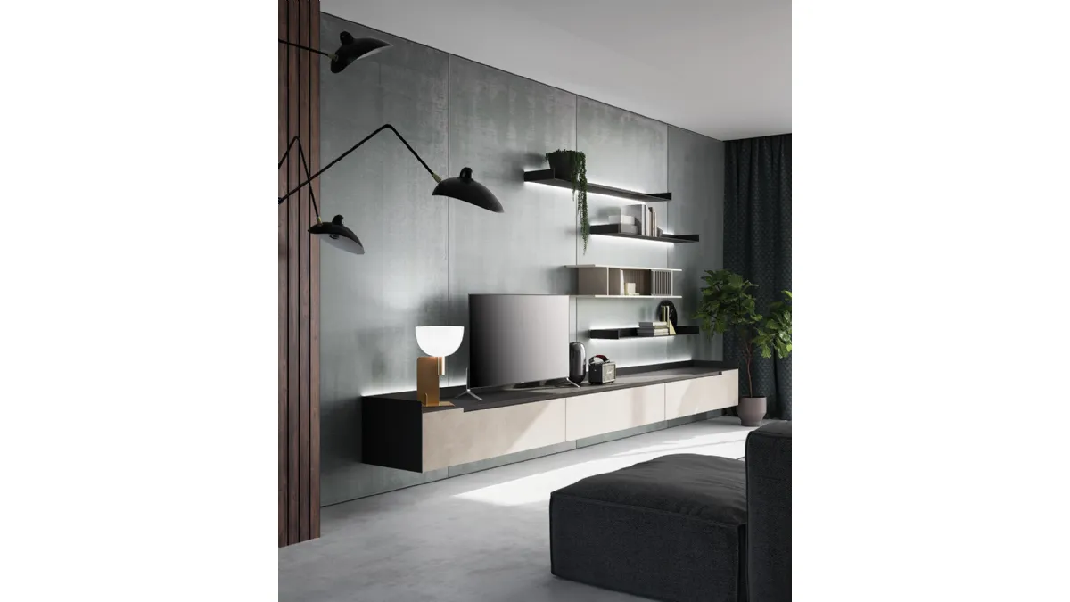 Parete attrezzata Slim Up Comp 03 Resina Tortora di Dall'Agnese