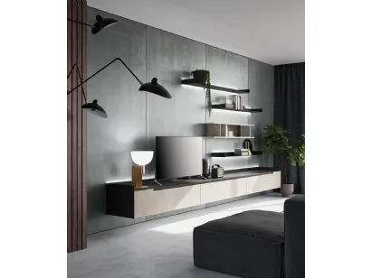 Parete attrezzata Slim Up Comp 03 Resina Tortora di Dall'Agnese