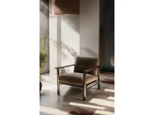 Poltroncina in tessuto con struttura in legno di Faggio e metallo Lauro di Franco Ferri