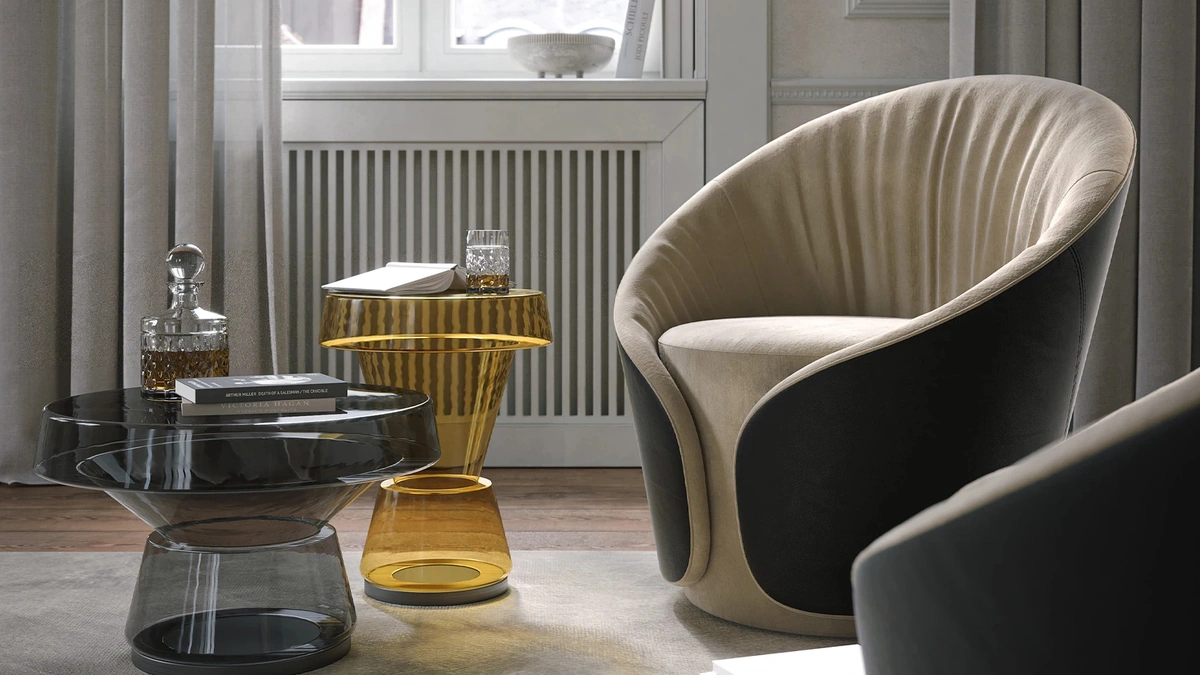 Poltroncina Mama in tessuto e pelle di Tonin Casa