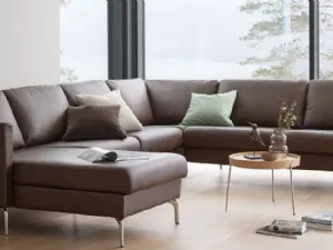Divano in pelle imbottito angolare con penisola Copenaghen di Stressless