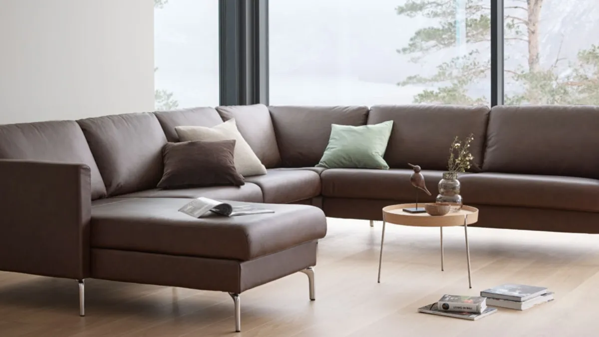 Divano in pelle imbottito angolare con penisola Copenaghen di Stressless