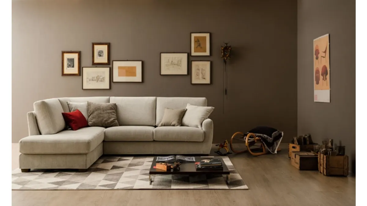 Divano moderno angolare in tessuto Dalì di Art Salotti