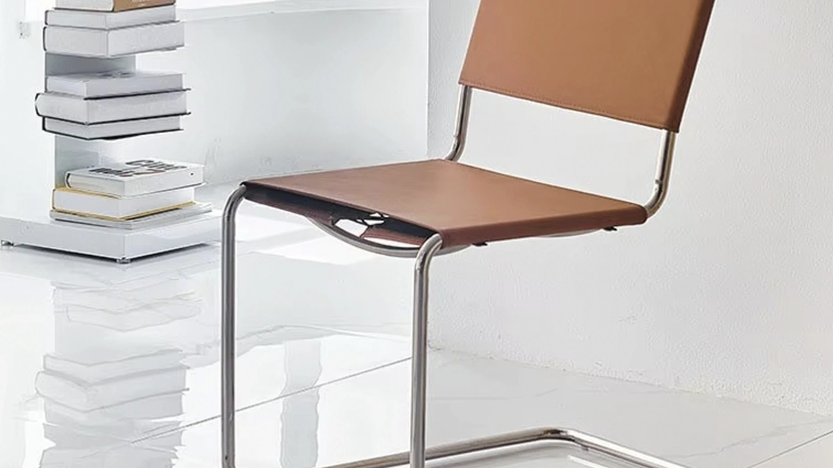 Sedia Galileo in acciaio rivestita in cuoio di Sigerico