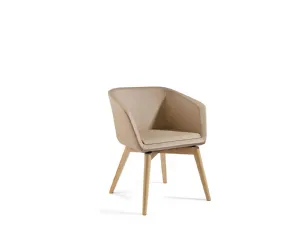 Sedia in pelle con gambe in Faggio Megan PL di Julia Arredo Cuoio