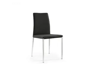 Sedia Ninfea Q con struttura in tubo di acciaio quadro cromato rivestita in pelle di Julia Arredo Cuoio