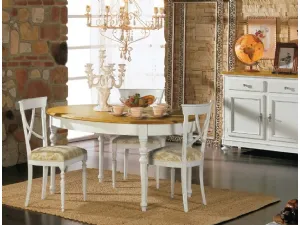 Sedia Provenzale in legno laccato bianco con seduta in tessuto imbottito di Fratelli Mirandola