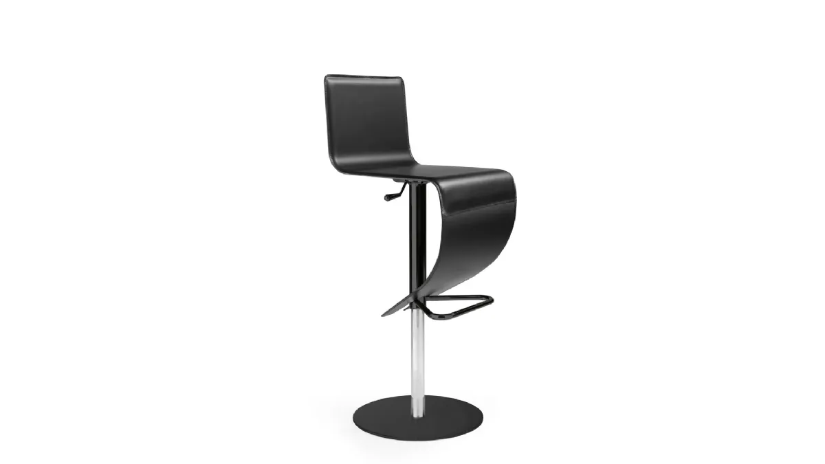 Sgabello Stella dalle forme di design lineari e sottili in cuoio di Julia Arredo Cuoio