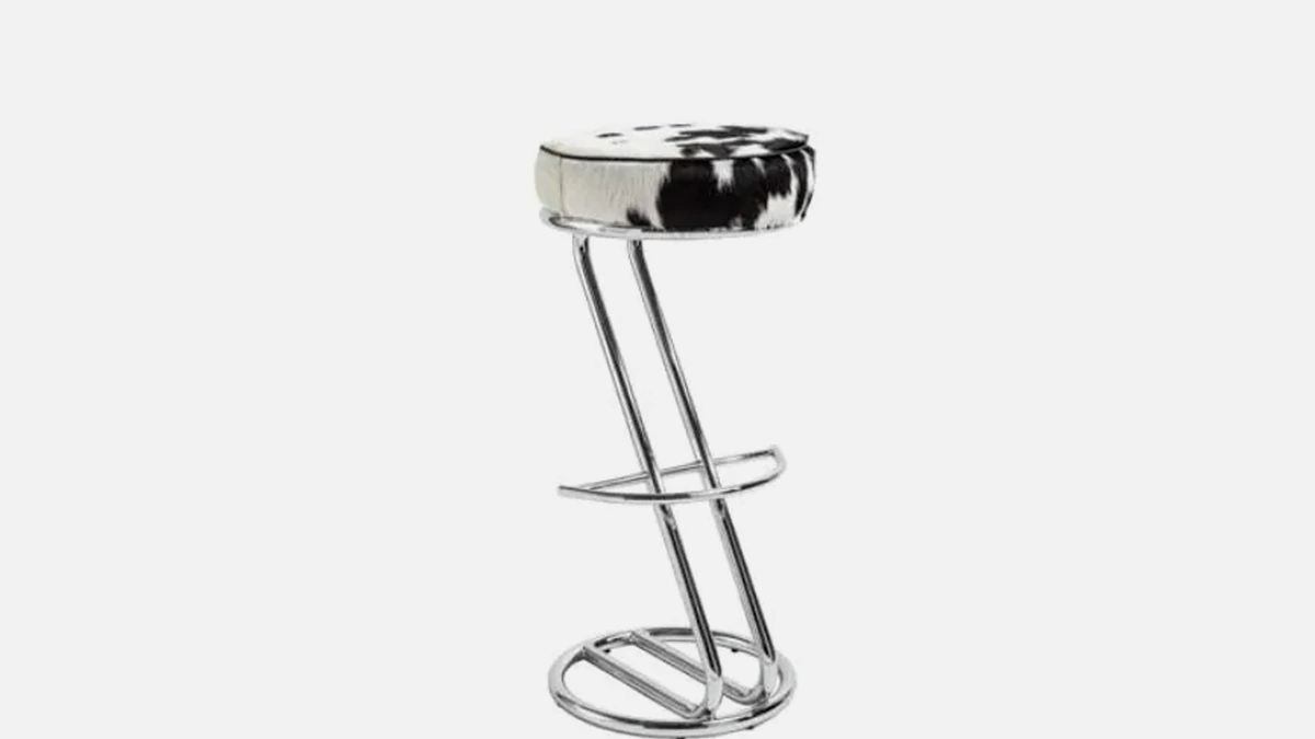 Sgabello Stile con seduta in pelle e struttura in acciaio di Sigerico