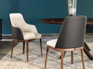 Sedia con e senza braccioli Cleo in tessuto con retro in pelle di Tonin Casa