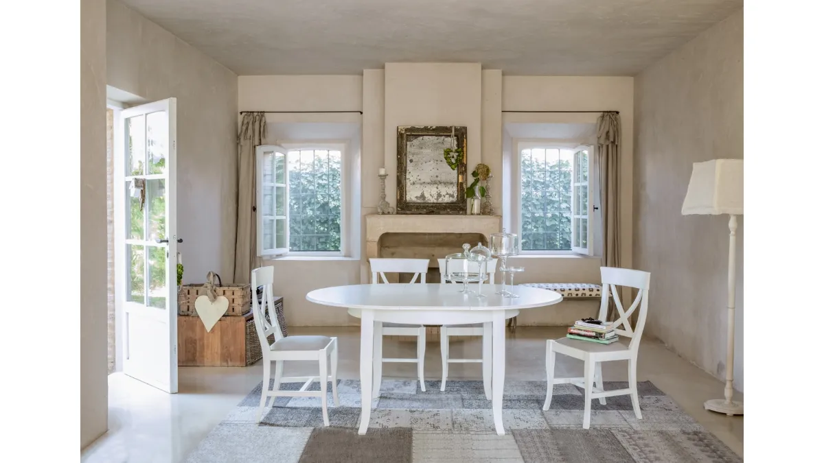 Tavolo in legno laccato bianco allungabile Crema di Tonin Casa