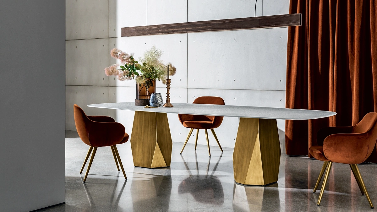 Tavolo Deod con due basi con top in vetro di Sovet