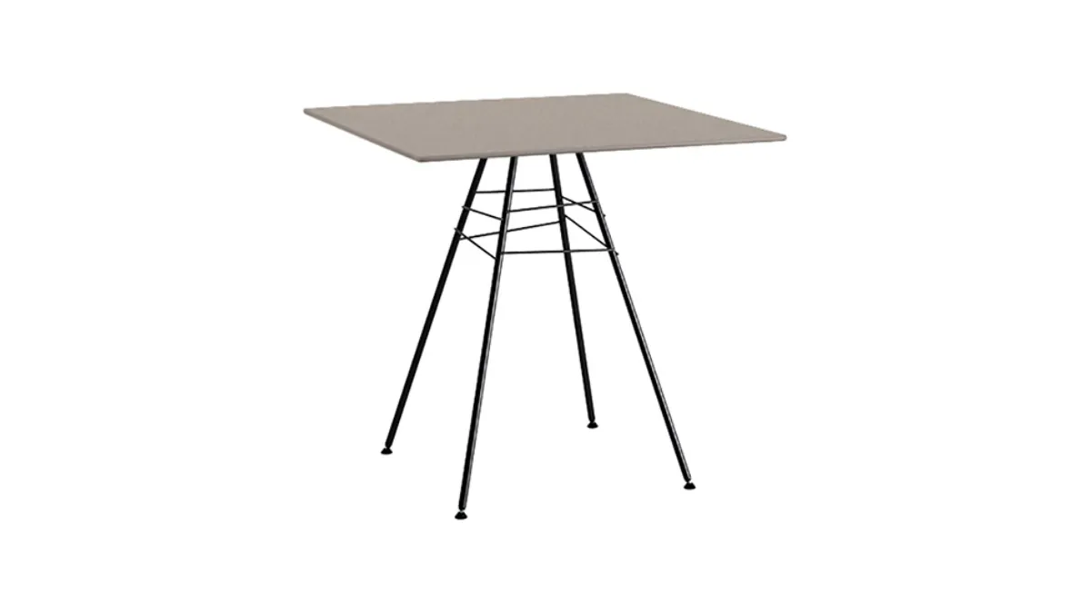 Tavolo quadrata Leaf H 74 con struttura in acciaio e piano in hpl di Arper