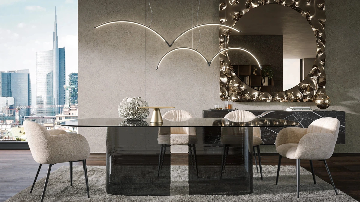 Tavolo in vetro Millerighe di Tonin Casa