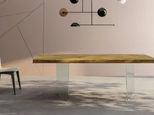 Tavolo Milos in legno di rovere e vetro di Fratelli Mirandola