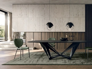 Tavolo in impiallacciato frassino tinto carbone Papillon di Sedit