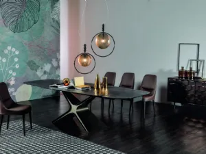 Tavolo Calliope con top in ceramica e base in acciaio di Tonin Casa