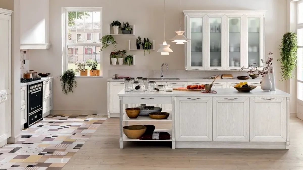 Cucina Classica Free comp 01 in Frassino laccato Bianco Decape di Lyons Cucine