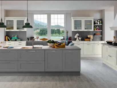 Cucina Classica Free comp 02 in Frassino laccato LCS112 e LCs103 Poro aperto di Lyons Cucine