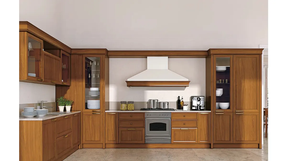 Cucina Classica angolare in legno Le Gemme composizione 04 di Le Fablier