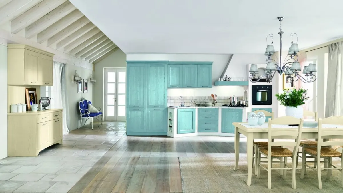 Cucina Classica Martina comp 05 in Azzurro ed Avorio poro aperto di Lyons Cucine
