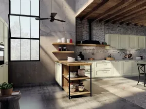 Cucina Moderna lineare Charme in legno di abete spazzolato con anta a telaio di Fratelli Mirandola