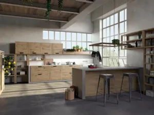 Cucina Moderna lineare Convivium 01 in legno di rovere di Fratelli Mirandola