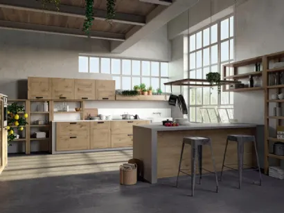 Cucina Moderna lineare Convivium 01 in legno di rovere di Fratelli Mirandola