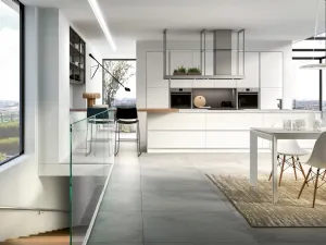 Cucina Moderna con penisola Kira e Sigma comp 10 in Bianco Opaco di Lyons Cucine