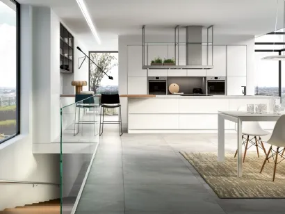 Cucina Moderna con penisola Kira e Sigma comp 10 in Bianco Opaco di Lyons Cucine