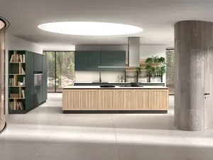 Cucina Moderna Kira e Sigma comp 09 in Frassino Biondo e Verde Alga di Lyons Cucine