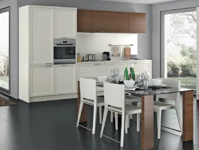 Cucina Moderna lineare Melograno in legno laccato opaco composizione 04 di Le Fablier