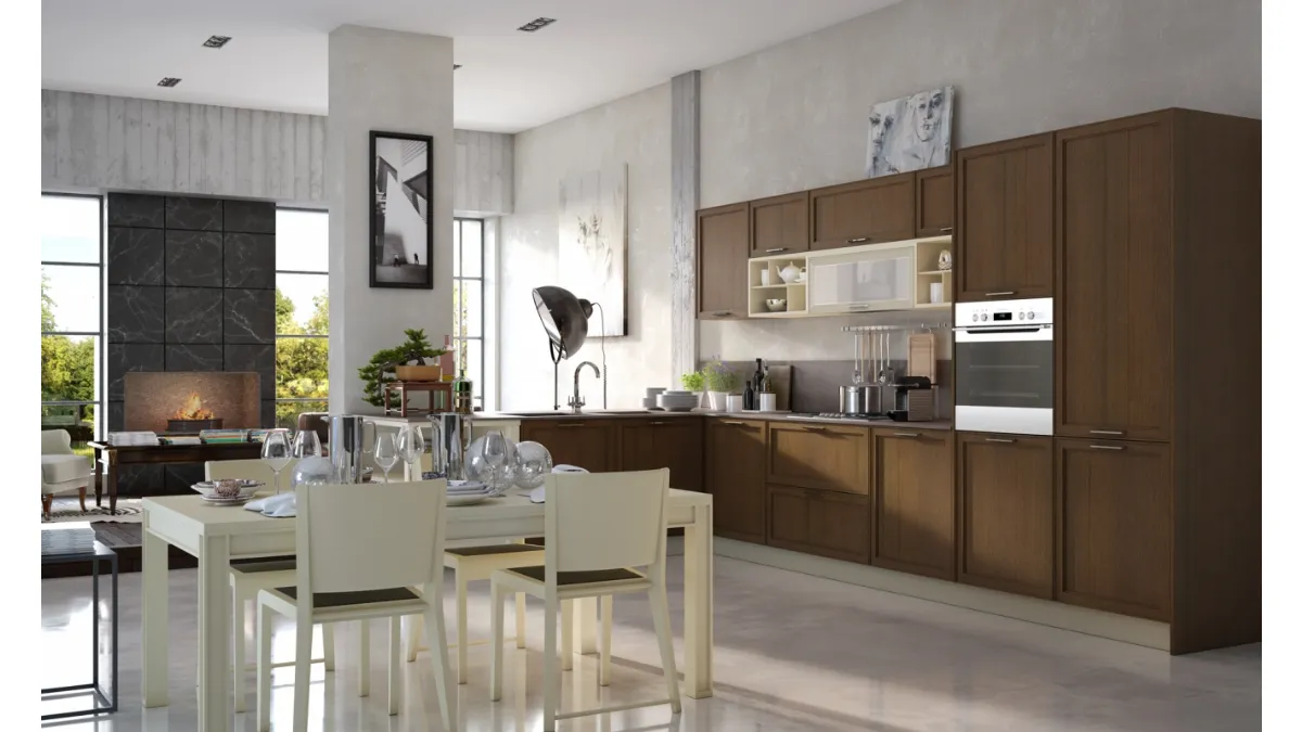 Cucina Moderna lineare in legno Melograno composizione 7 di Le Fablier
