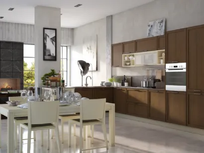 Cucina Moderna lineare in legno Melograno composizione 7 di Le Fablier