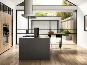 Cucina Moderna con isola Gea 06 in laccato e laminato di Mobilegno