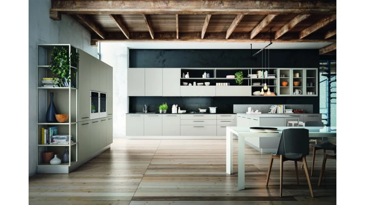 Cucina Moderna Plana comp 16 in Grigio Perla opaco di Lyons Cucine