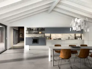 Cucina Moderna lineare Kira e Sigma comp 02 in Grigio Perla ed Ardesia di Lyons Cucine