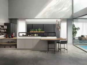 Cucina Moderna Sigma Kira comp 06 in Grigio Minerale opaco di Lyons Cucine