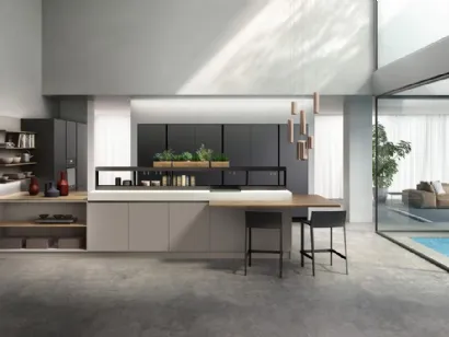 Cucina Moderna Sigma Kira comp 06 in Grigio Minerale opaco di Lyons Cucine