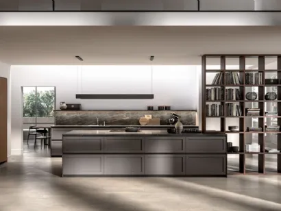 Cucina Moderna con isola Kira e Sigma comp 04 in Grigio Grafite di Lyons Cucine