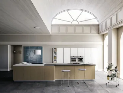 Cucina Moderna Urban comp 01 in Legno Rovere Canapa di Lyons Cucine