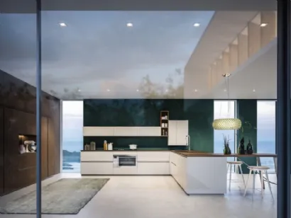 Cucina Moderna Urban comp 03 in laccato Bianco Riso Sky di Lyons Cucine