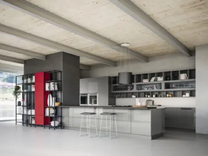 Cucina Moderna Urban comp 06 in laccato lucido Piombo Vesta di Lyons Cucine