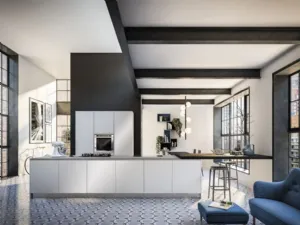 Cucina Moderna Urban comp 07 in laccato lucido Bianco Riso Vesta di Lyons Cucine