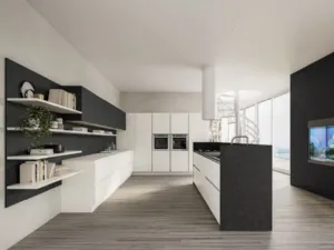 Cucina Moderna Urban comp 08 in laccato Bianco Riso Sky di Lyons Cucine