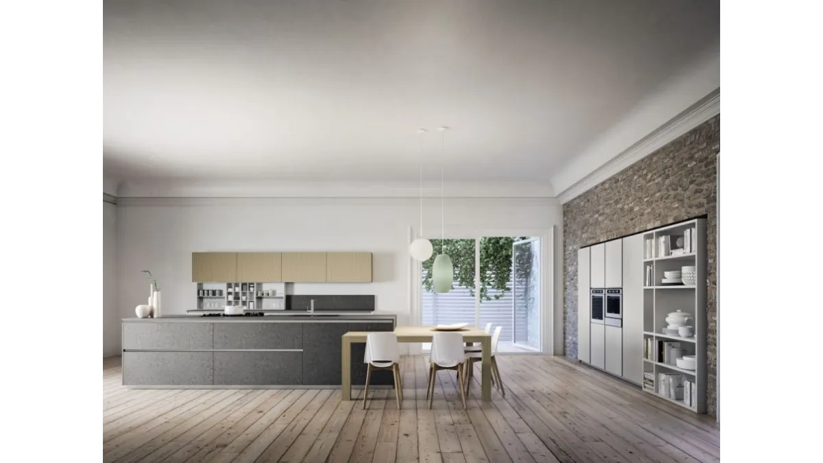 Cucina Moderna Urban comp 09 in laminato bordo Unicolor Cemento di Lyons Cucine