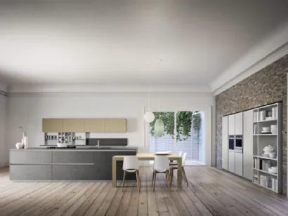 Cucina Moderna Urban comp 09 in laminato bordo Unicolor Cemento di Lyons Cucine