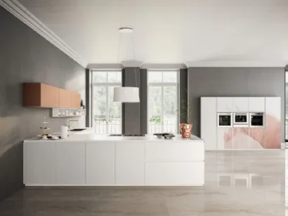 Cucina Moderna Urban comp 11 con ante basi in Vetro Bianco satinato di Lyons Cucine